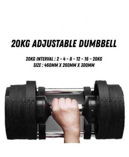 Aspire Strength Adjustable Dumbbell 20kg with Stand