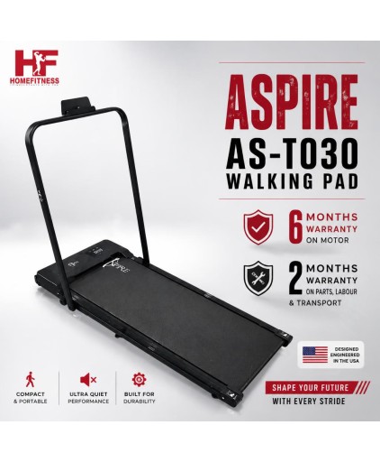 Aspire T030 Walking Pad Treadmill  (With handrail ,Ipad holder, Remote control, 2-level Manual incline )