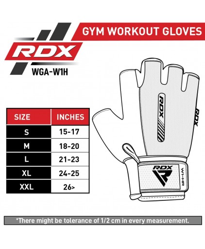 RDX W1 Gym Weighlifting Workout Gloves in Black