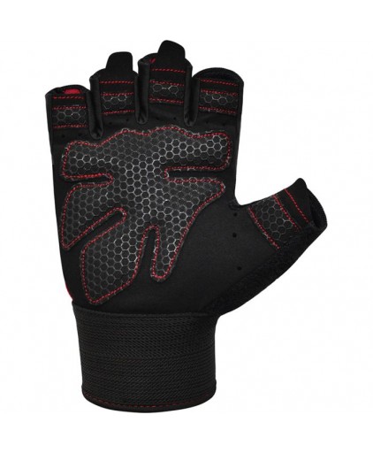RDX W1 Gym Weighlifting Workout Gloves in Red